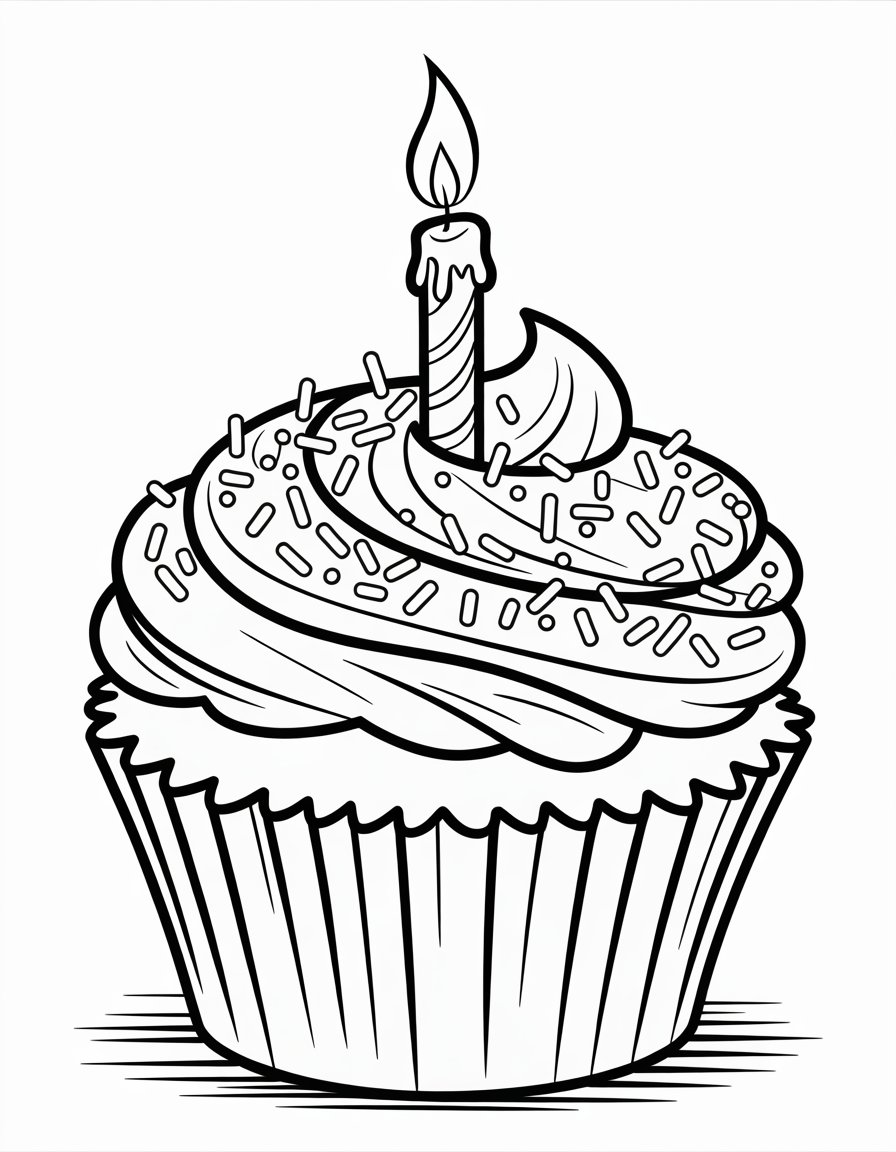 birthday cupcake coloring page