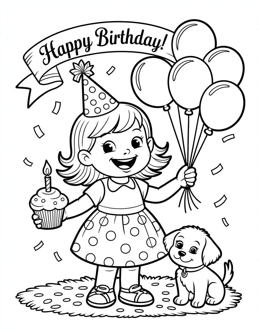 birthday girl coloring page
