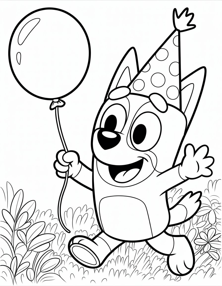 bluey birthday coloring page