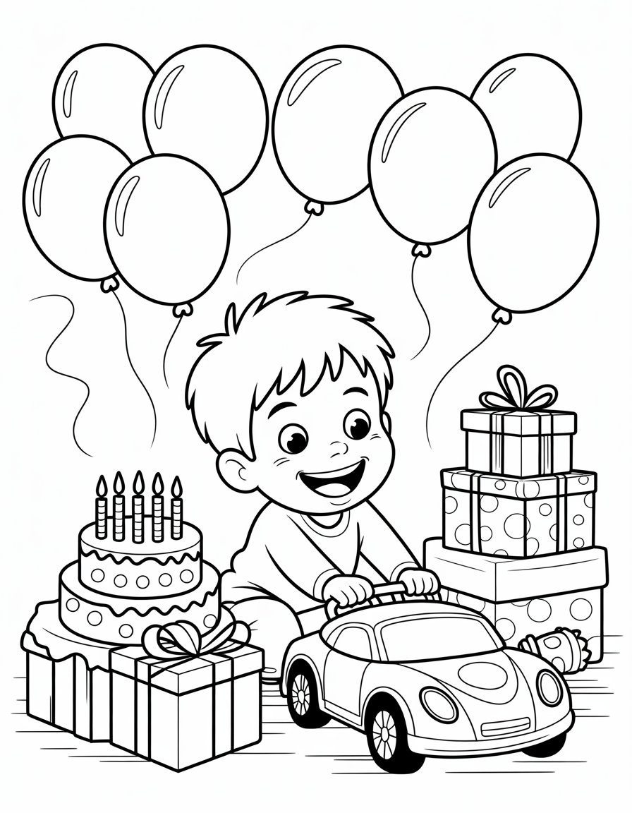 boy birthday coloring page