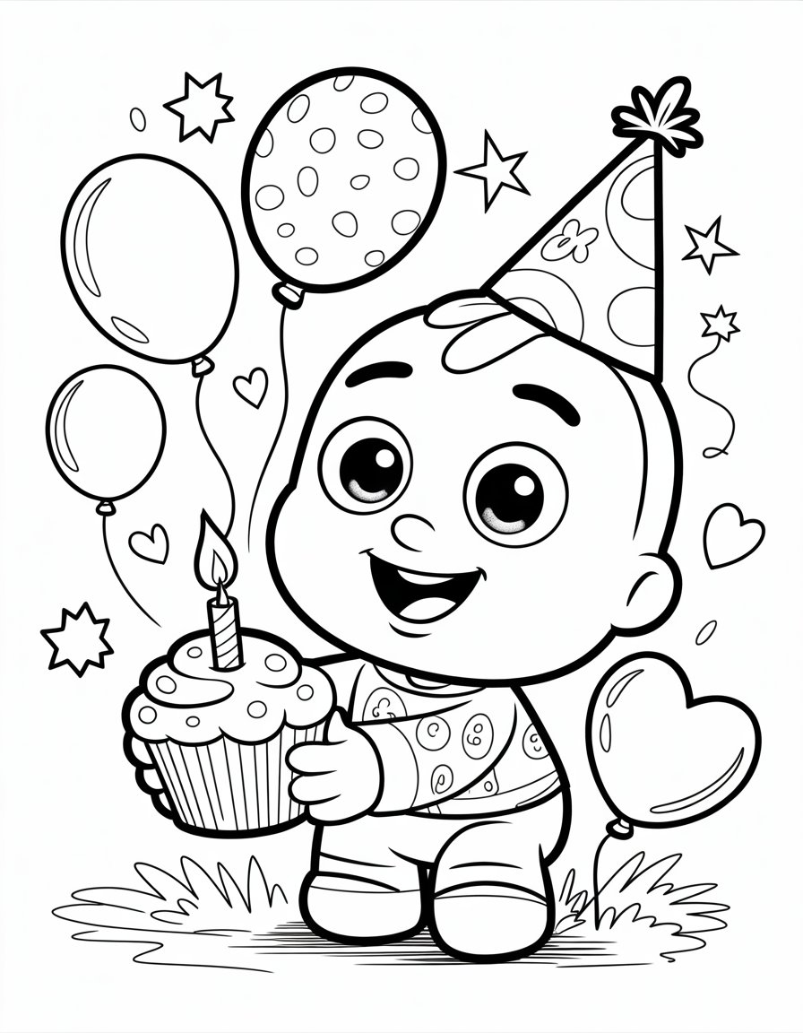 cocomelon coloring page birthday