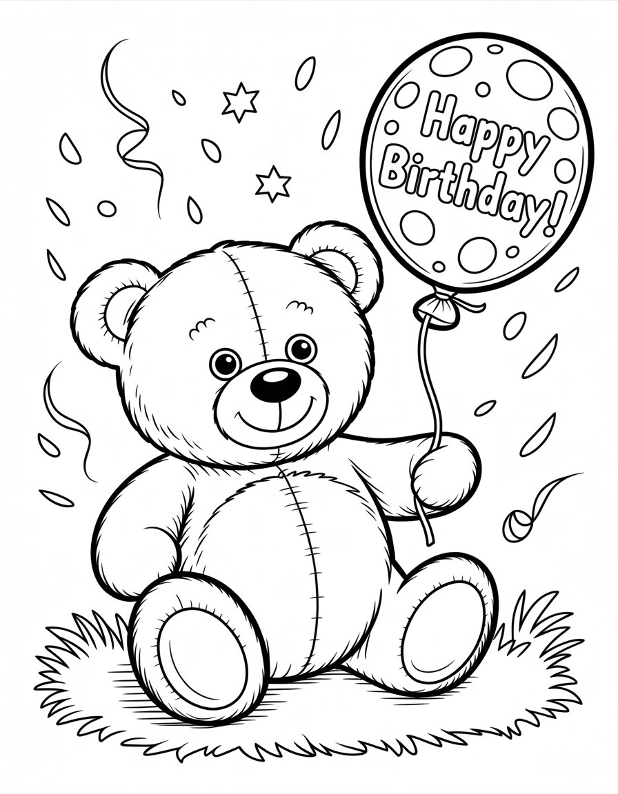 cute birthday coloring page
