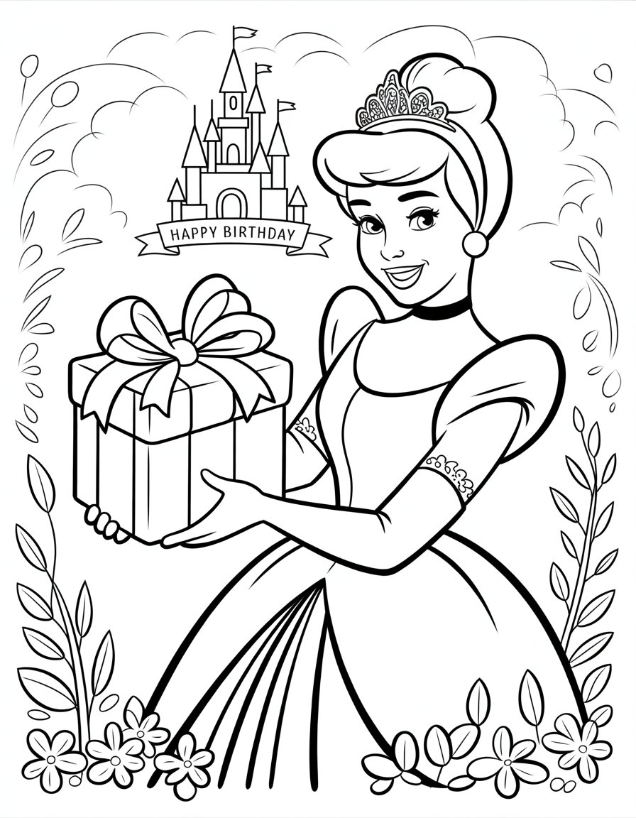 disney princess birthday coloring page