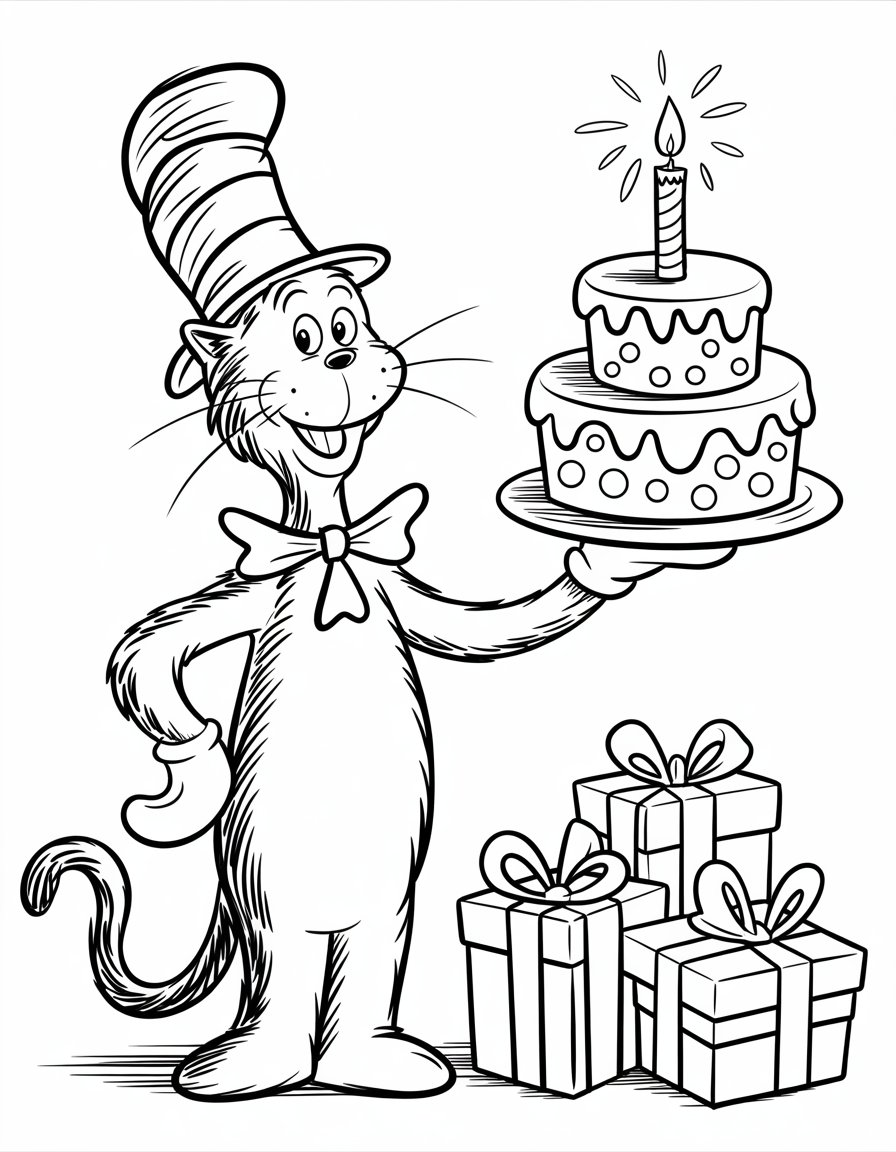 dr seuss birthday coloring page