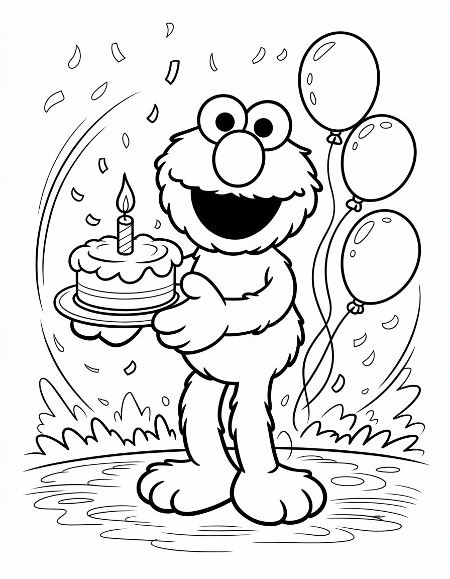 elmo birthday coloring page