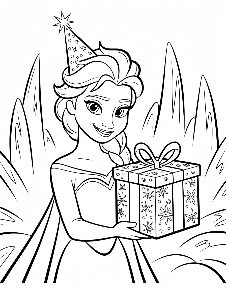 elsa birthday coloring page