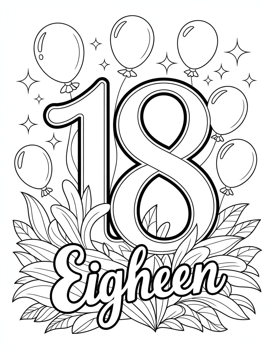 happy 18th birthday coloring page