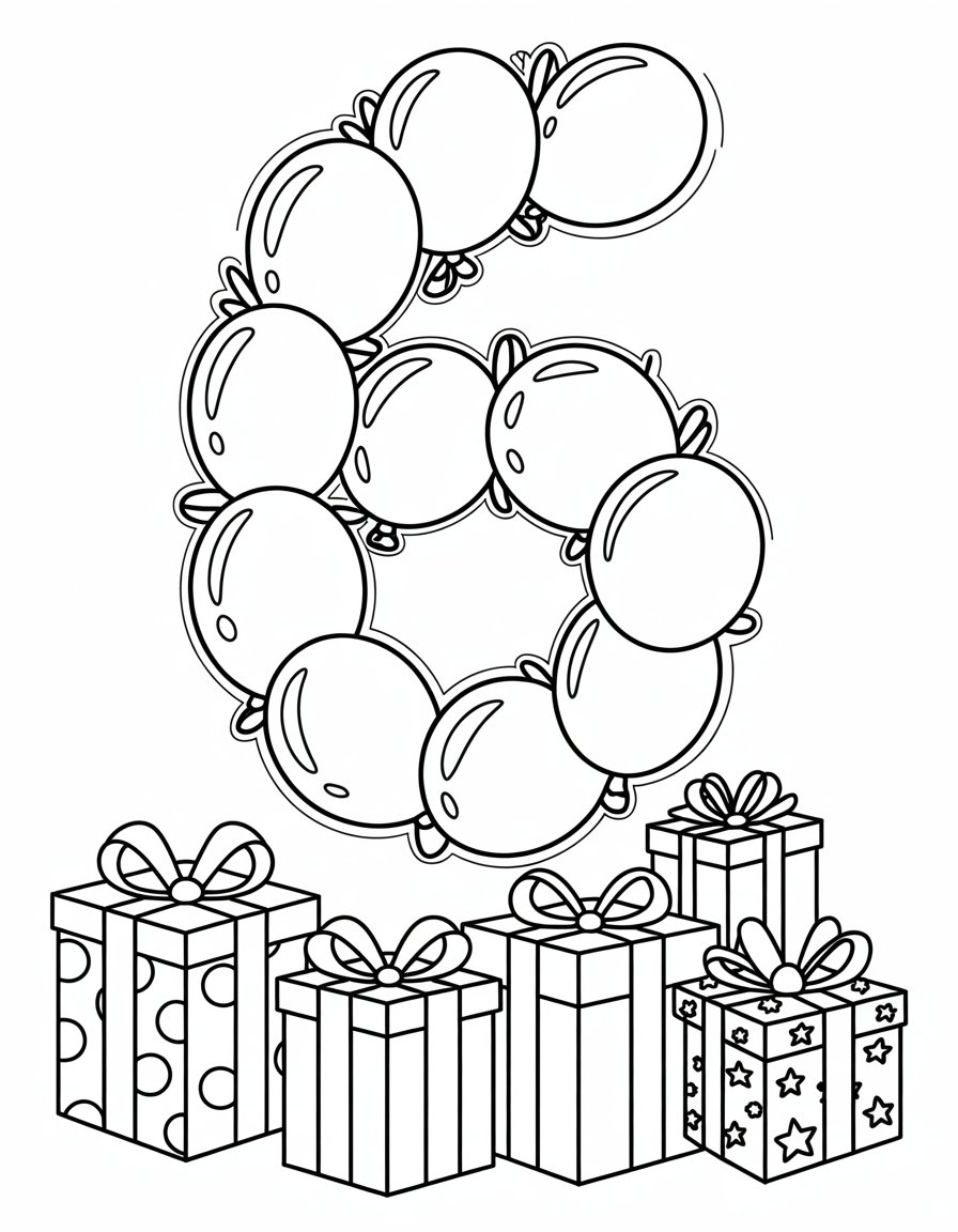 happy 6th birthday coloring page