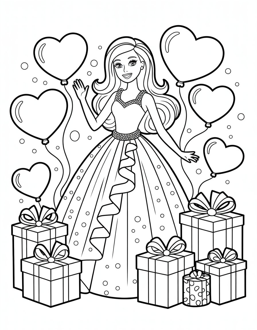 happy birthday barbie coloring page