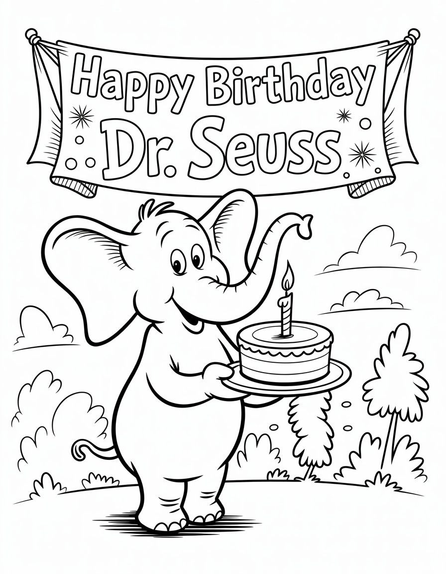 happy birthday dr seuss coloring page