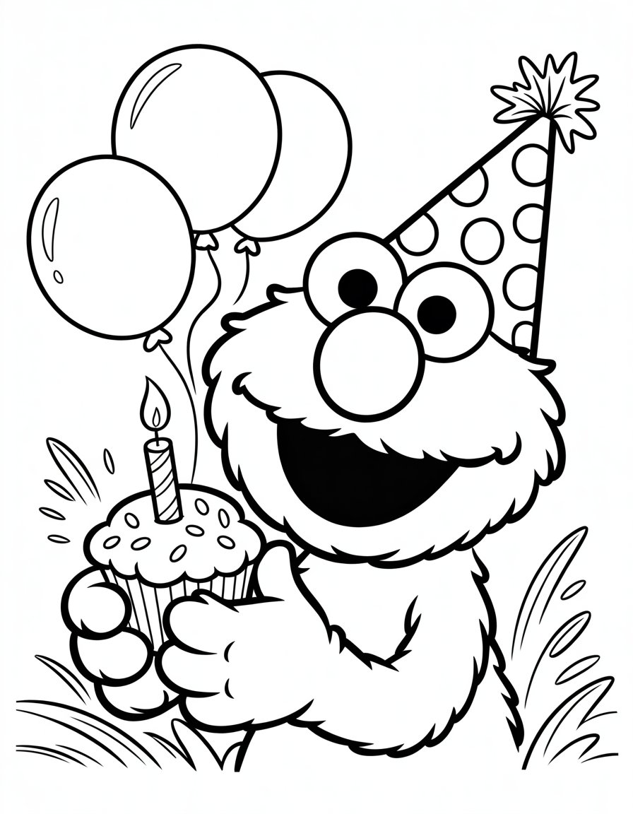 happy birthday elmo coloring page