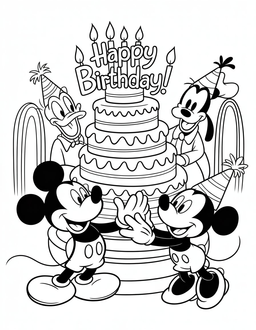 happy birthday mickey mouse clubhouse coloring page