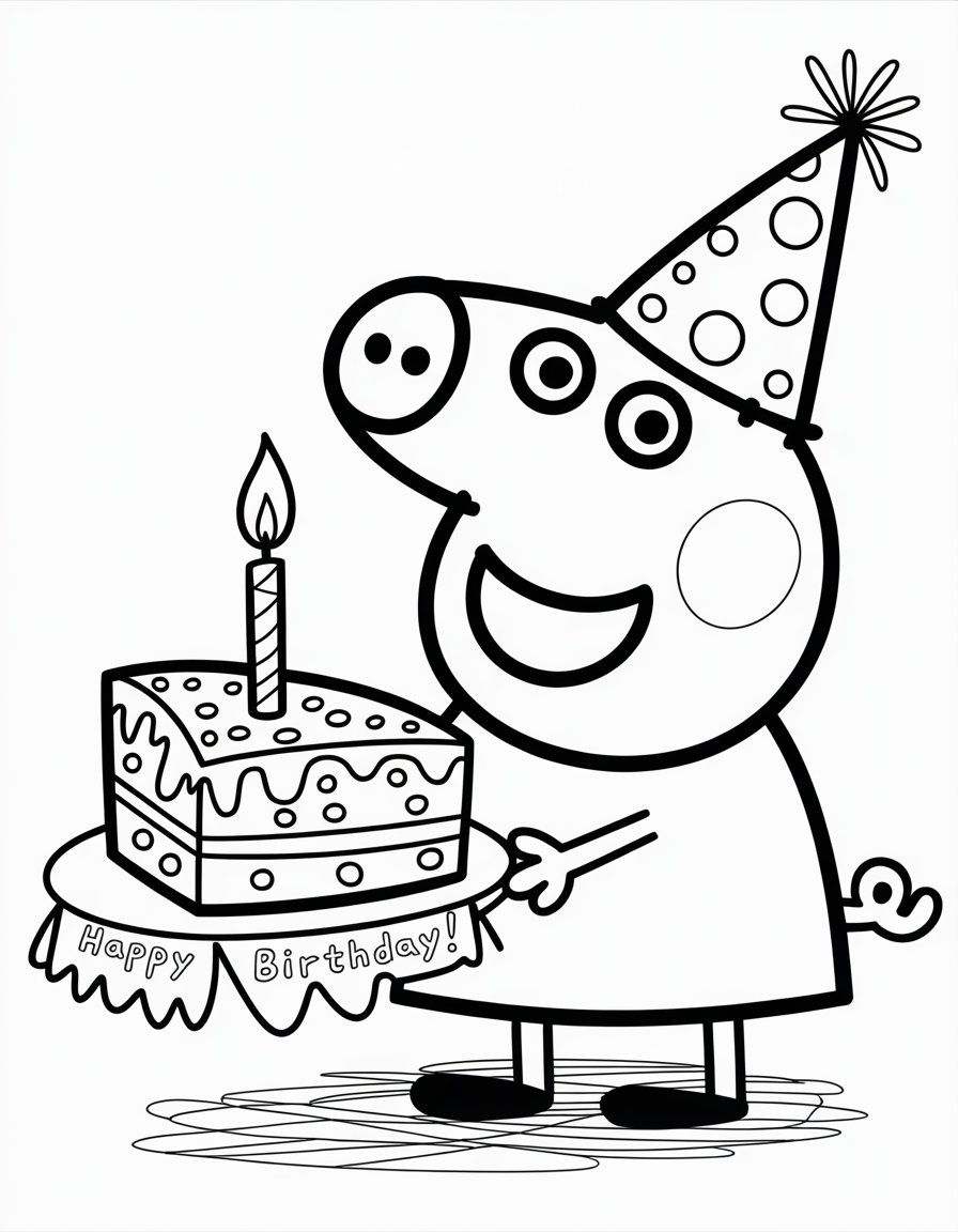 happy birthday peppa pig coloring page
