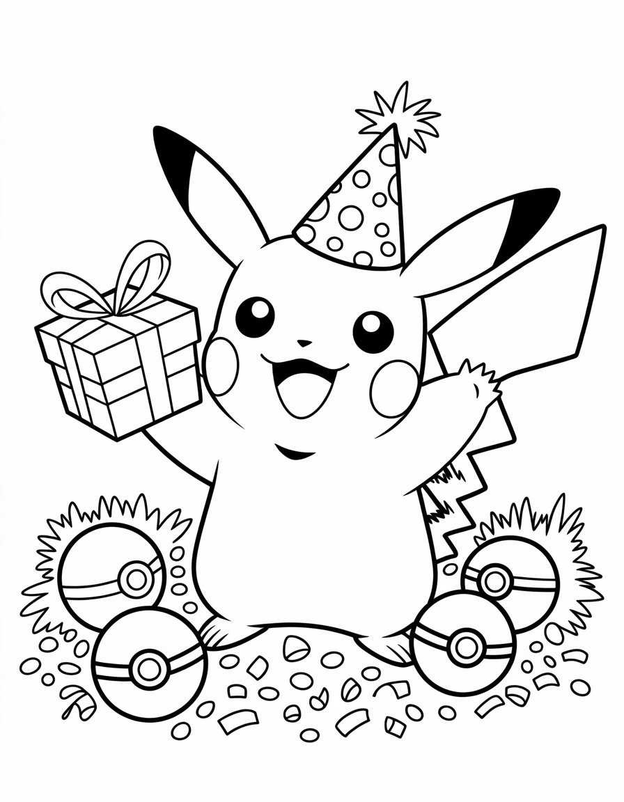 happy birthday pokemon coloring page