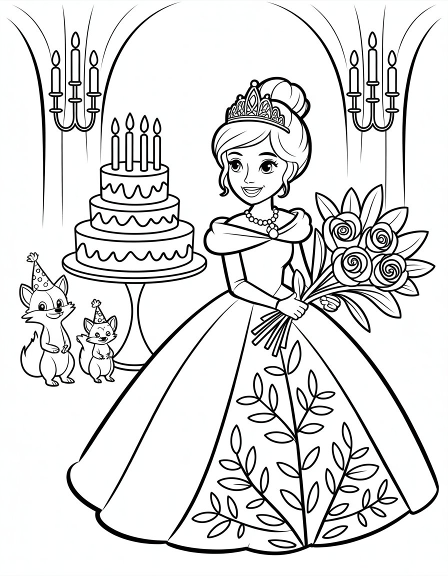 happy birthday princess coloring page