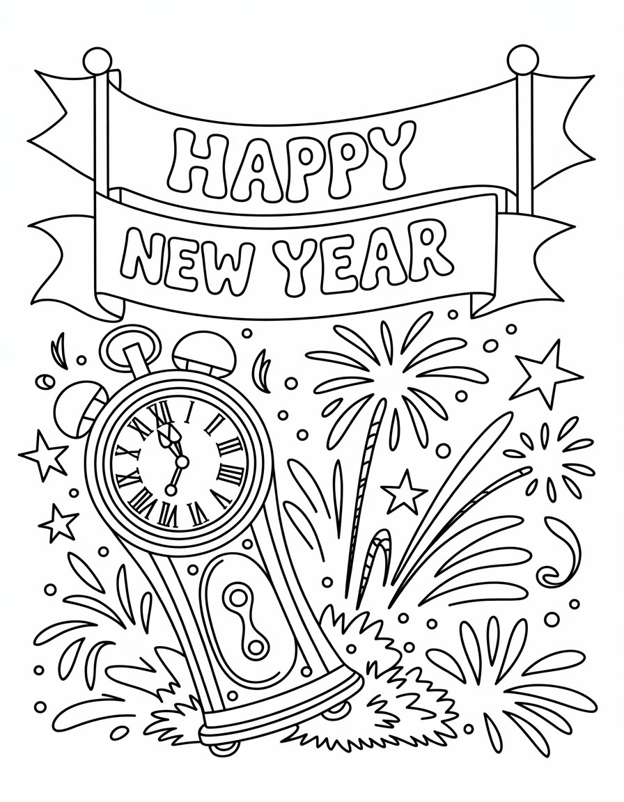 happy new years coloring page