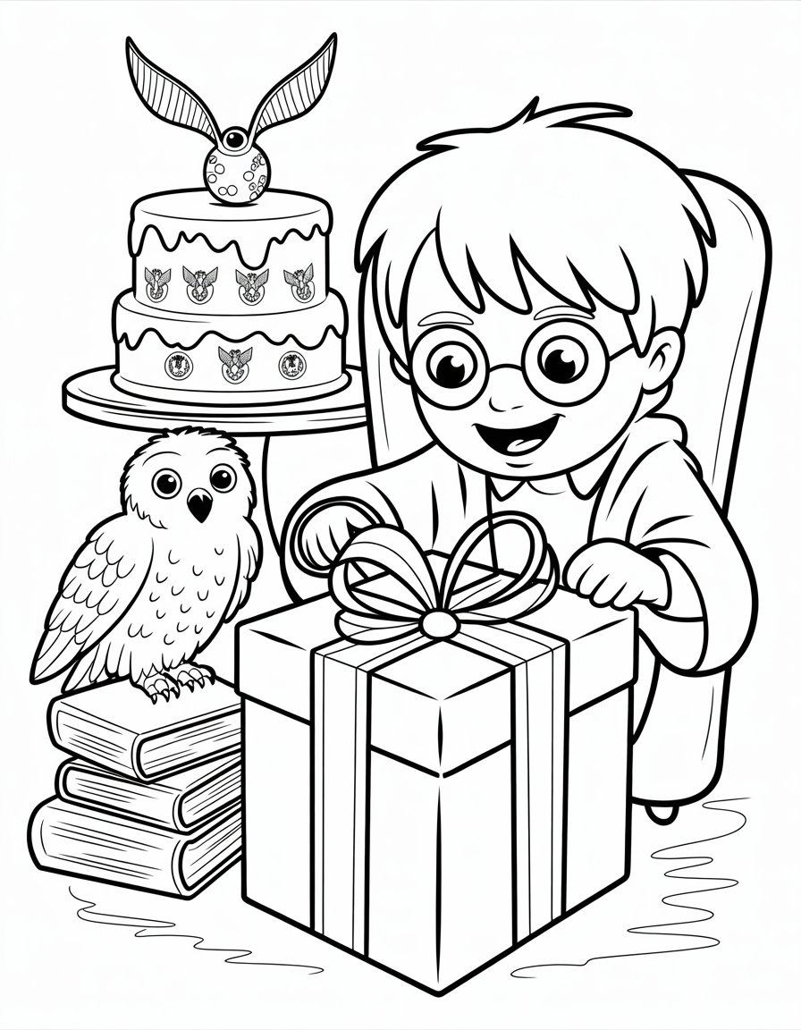harry potter happy birthday coloring page
