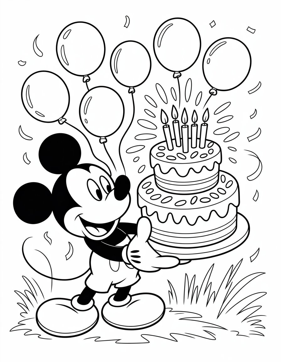 mickey birthday coloring page