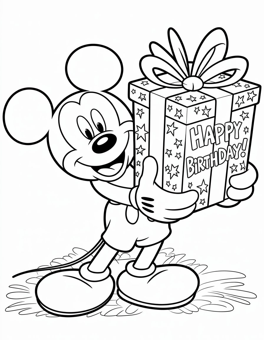 mickey mouse birthday coloring page