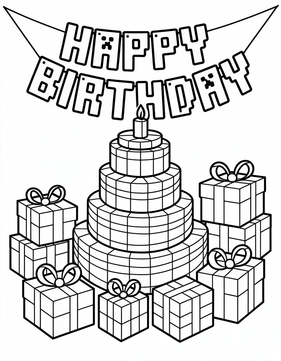 minecraft birthday coloring page