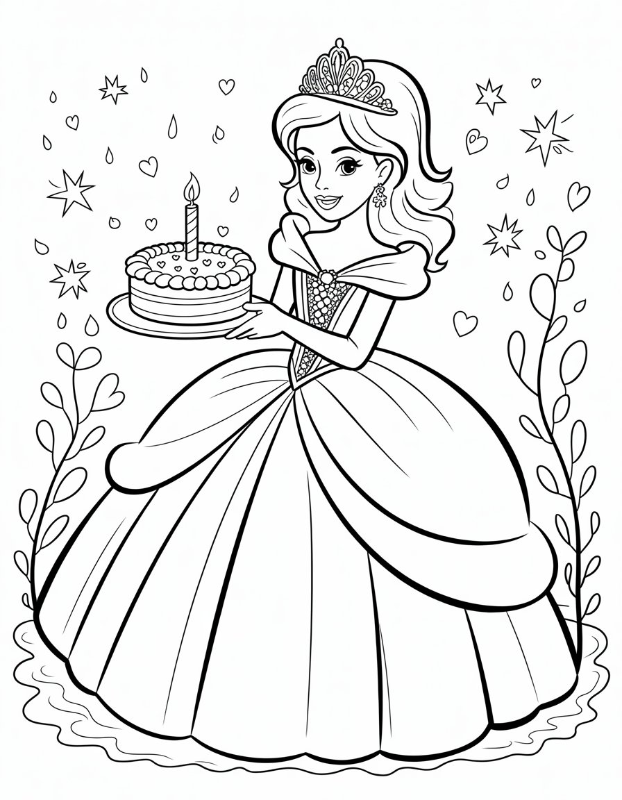 princess birthday coloring page