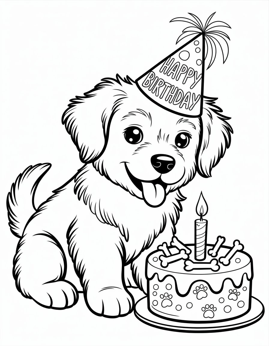 puppy birthday coloring page