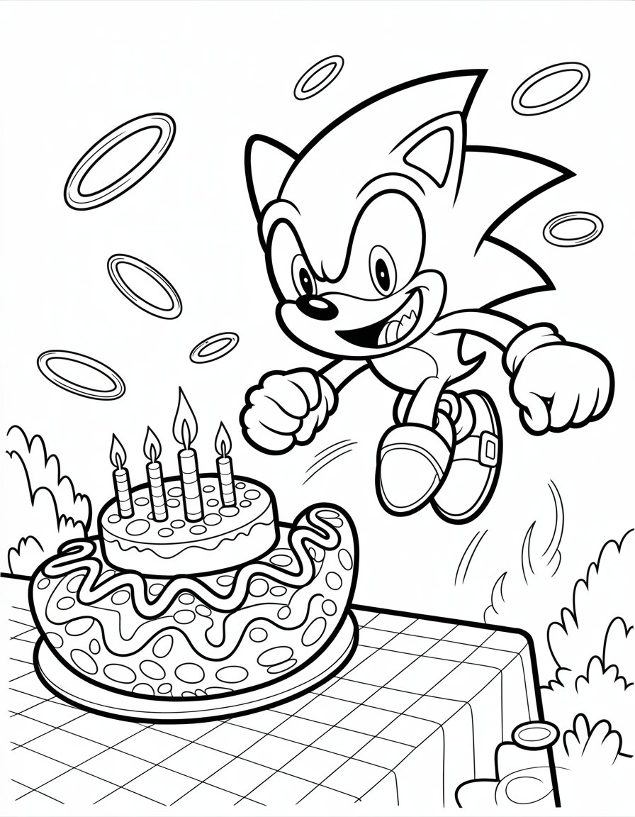 sonic birthday coloring page