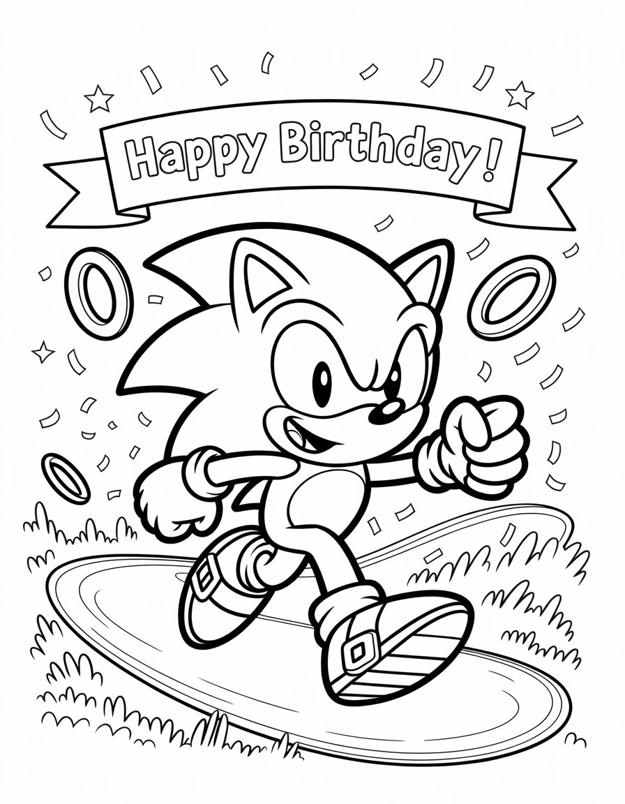 sonic happy birthday coloring page