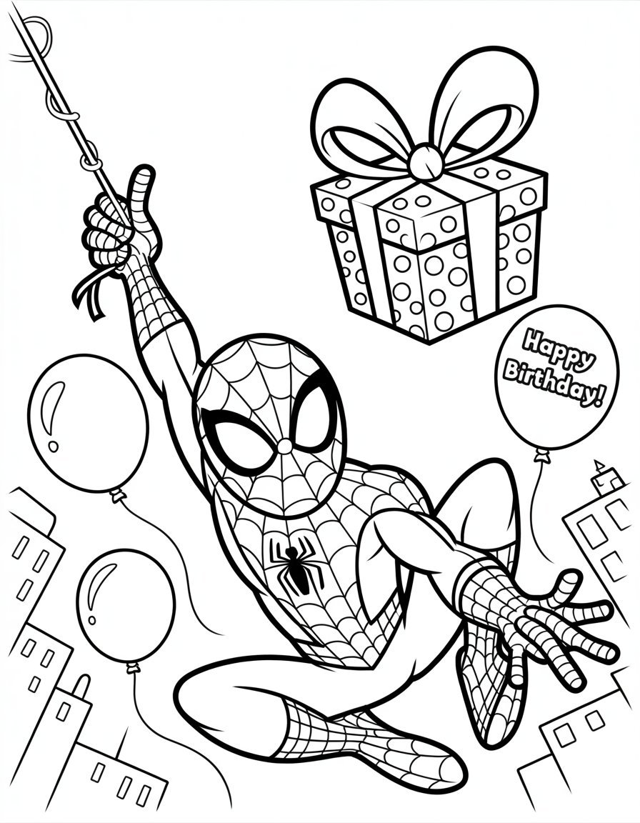 spiderman birthday coloring page