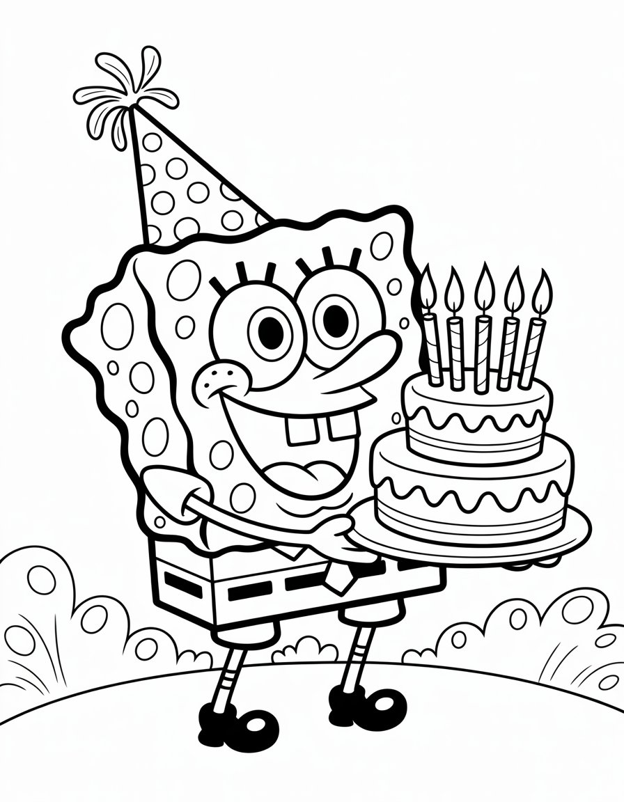 spongebob birthday coloring page