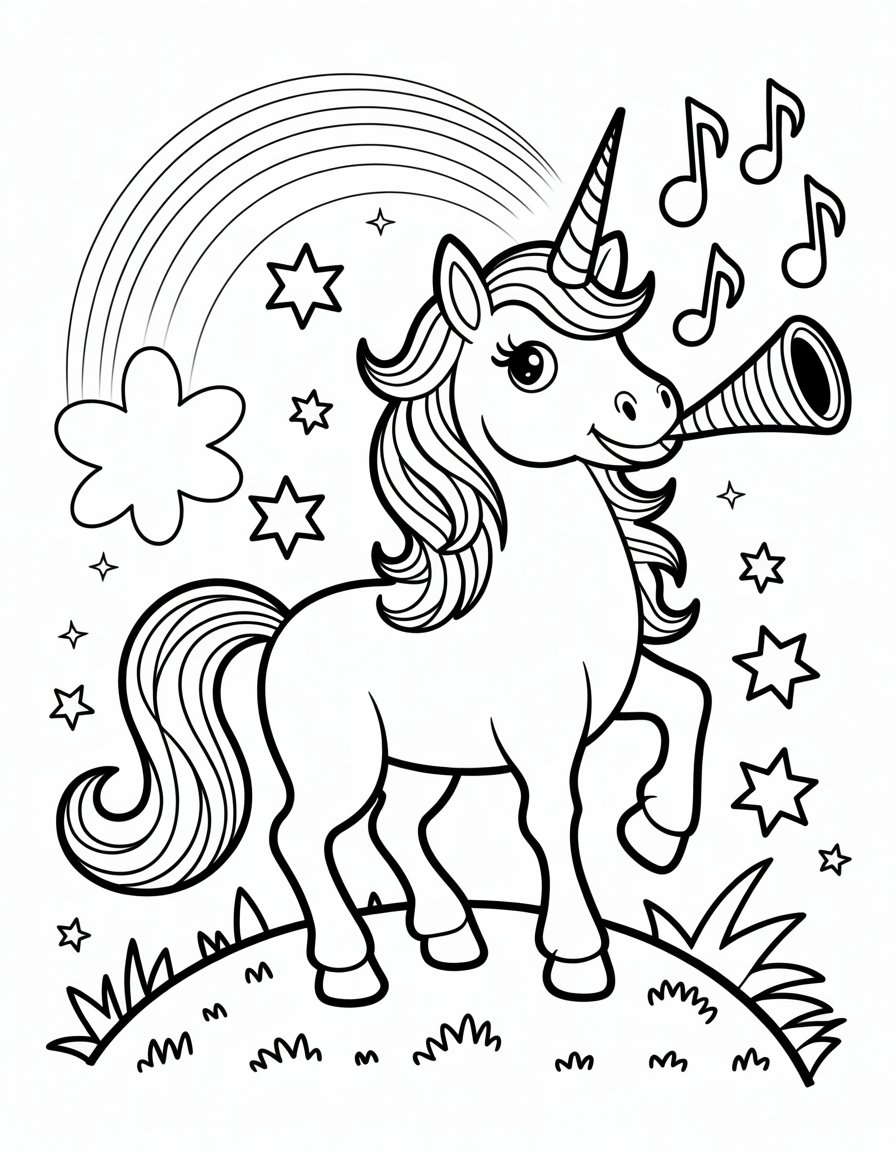 unicorn birthday coloring page