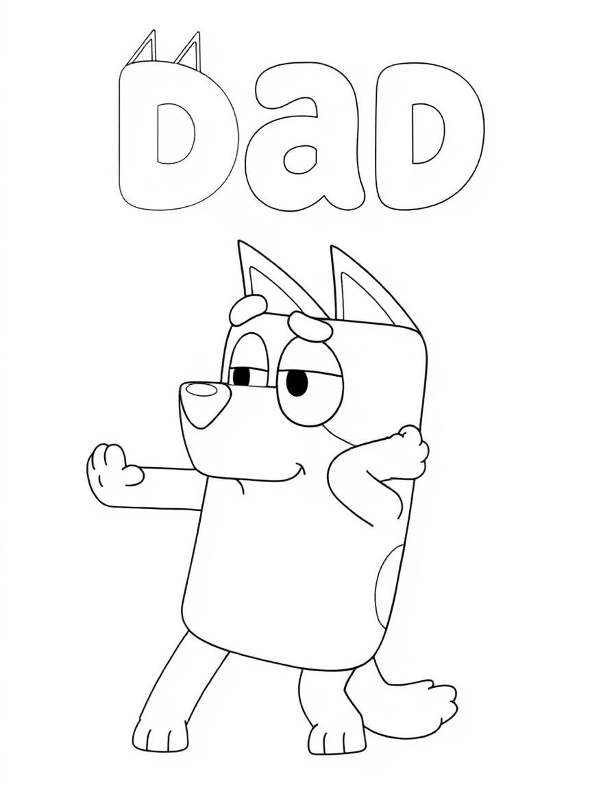 Bandit holding dad letters coloring page