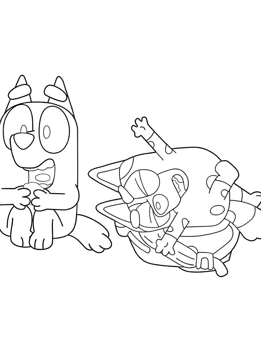 Bingo and Muffin play coloring page