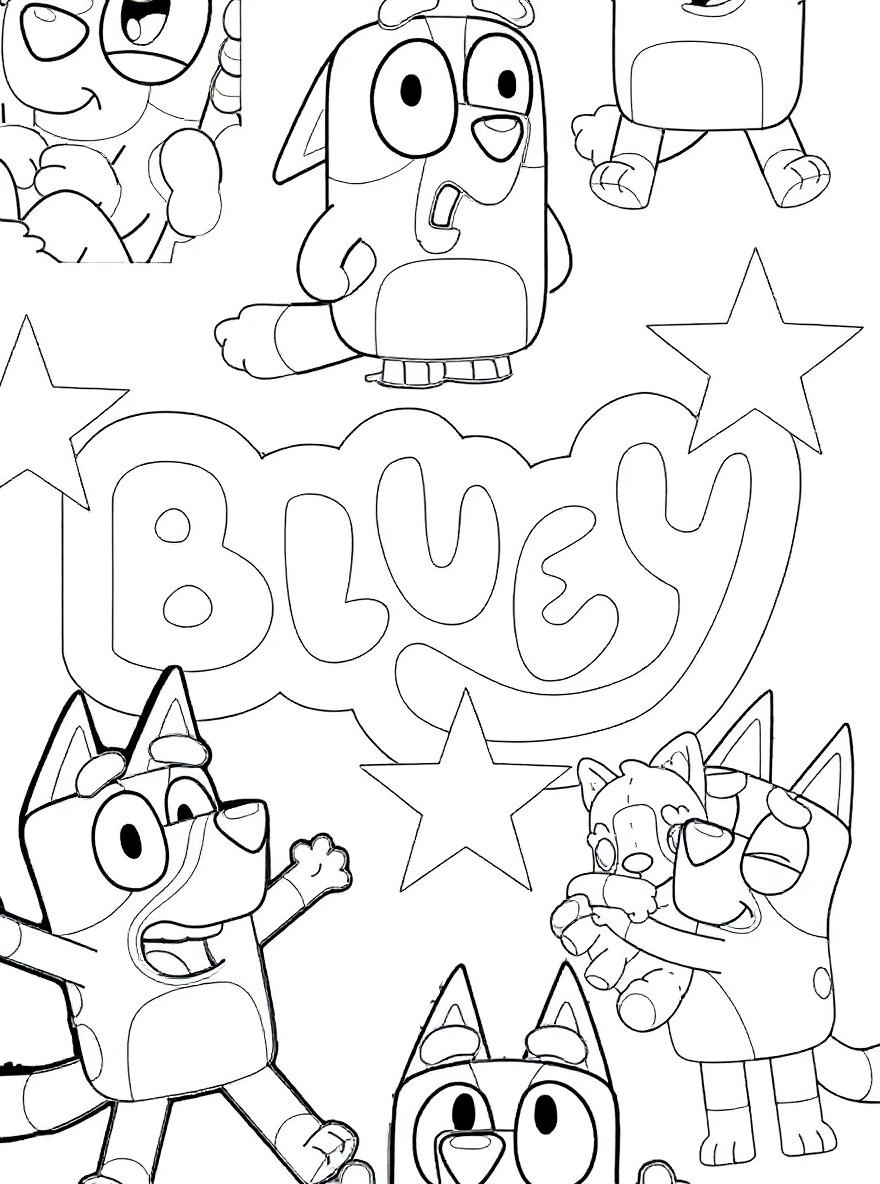 Bluey and Bingo characters coloring page