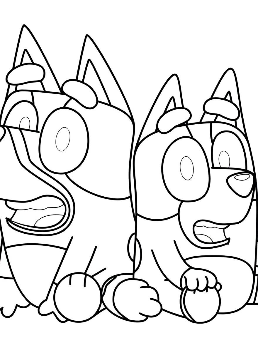 Bluey and Bingo excited coloring page