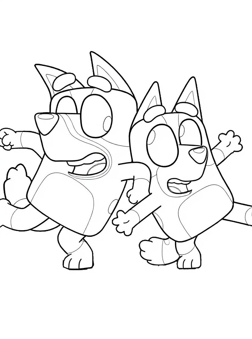 bluey and bingo running coloring page