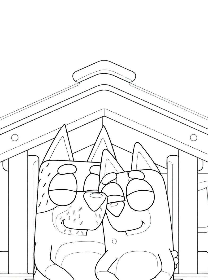 Bluey and Bingo together coloring page