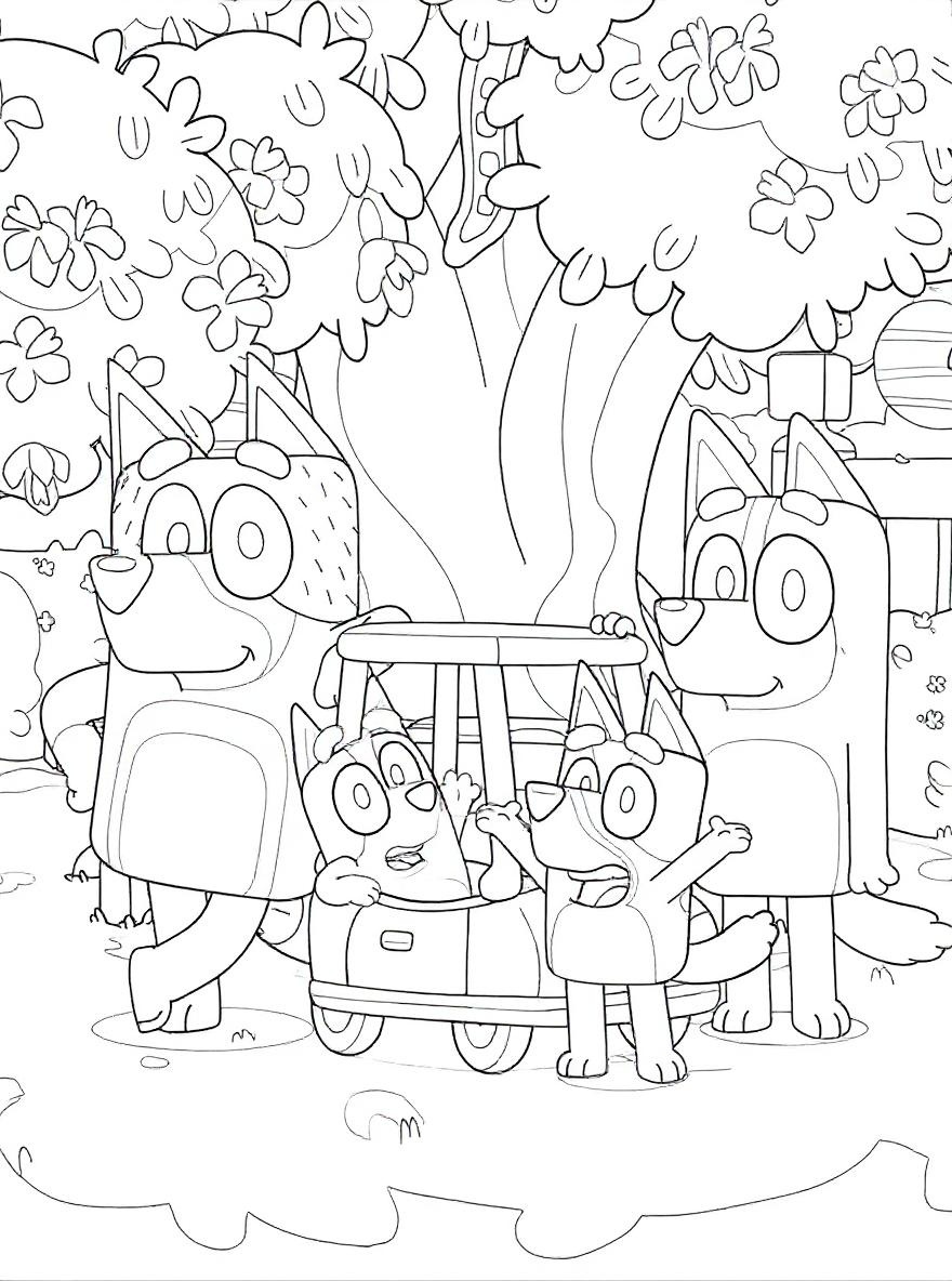 bluey and family coloring page