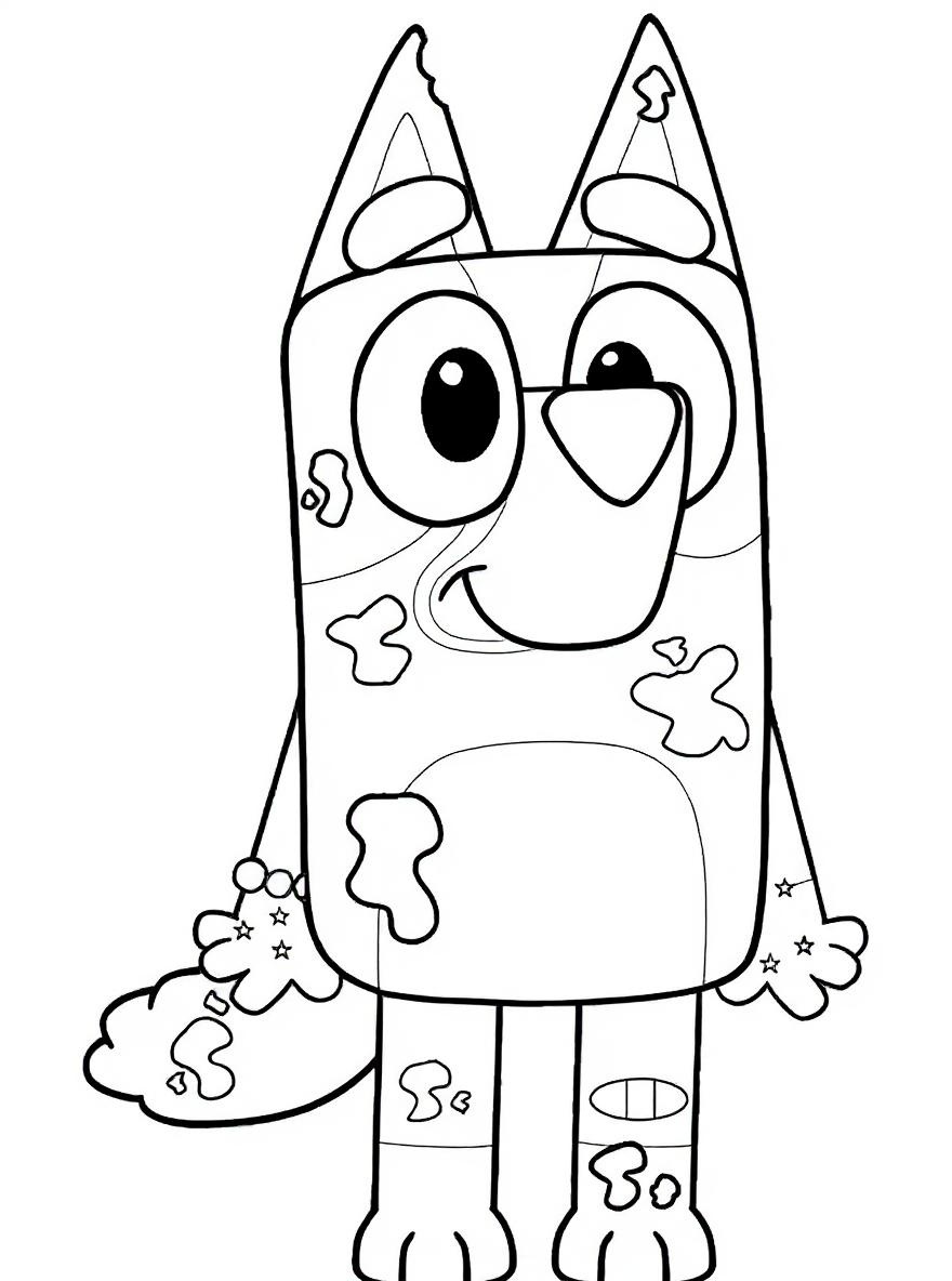 bluey covered in paint coloring page