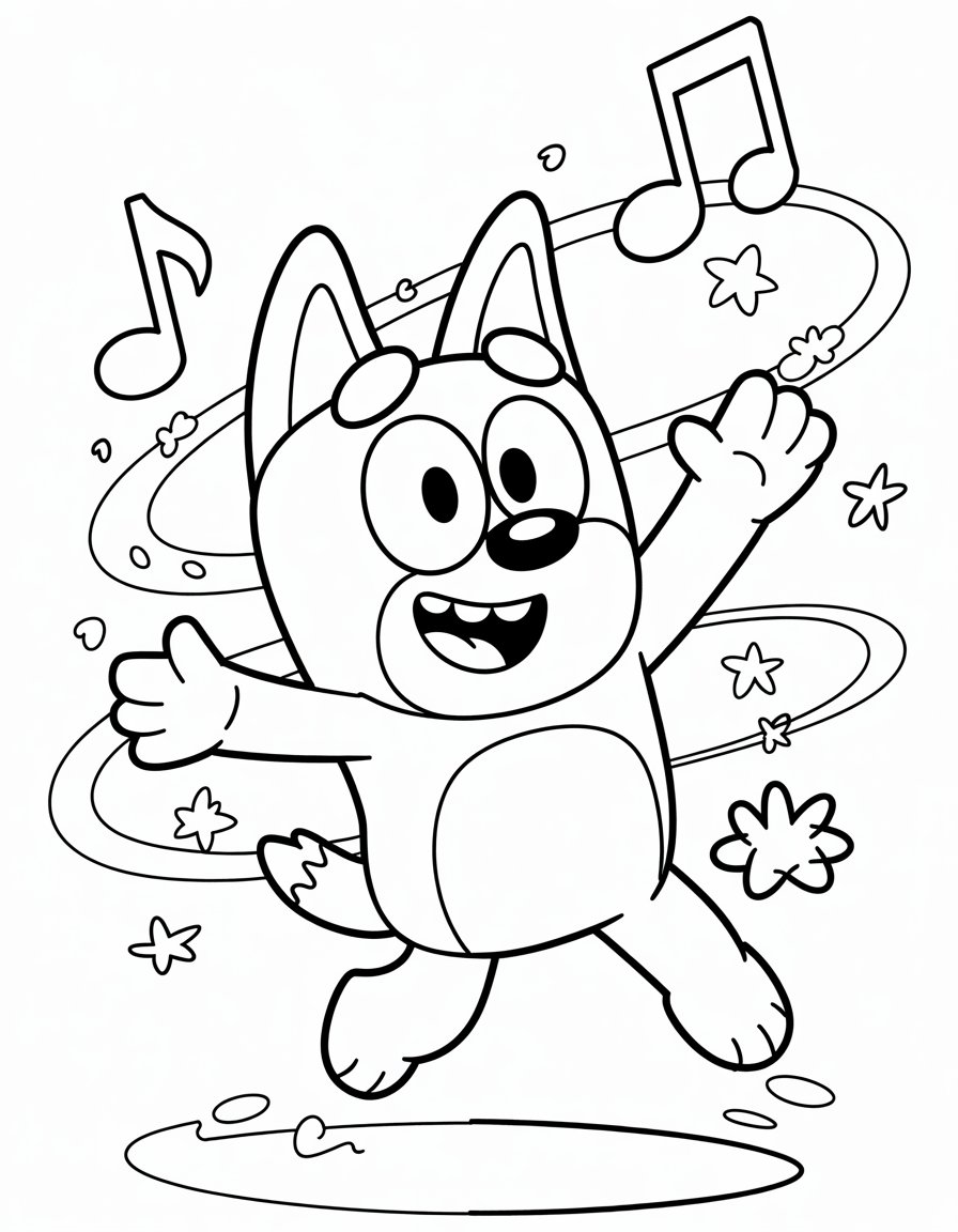 bluey Dancing coloring page