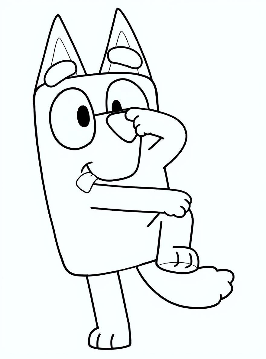 Bluey doing the floss dance coloring page