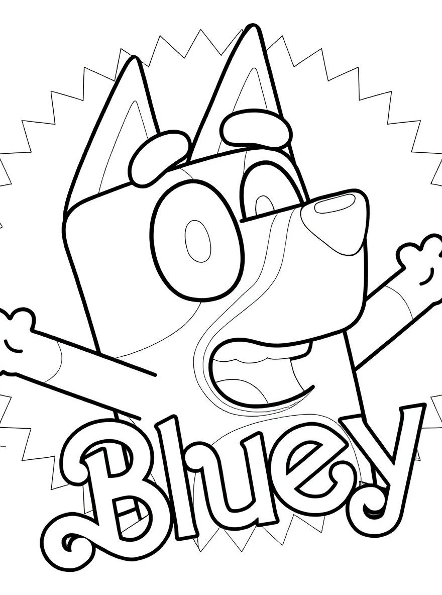 Bluey excited coloring page