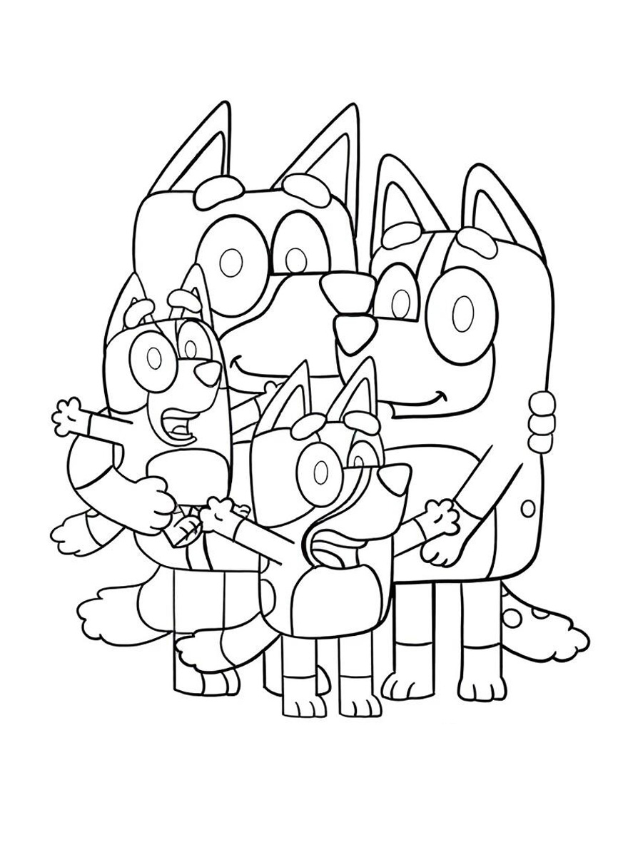 bluey family portrait coloring page