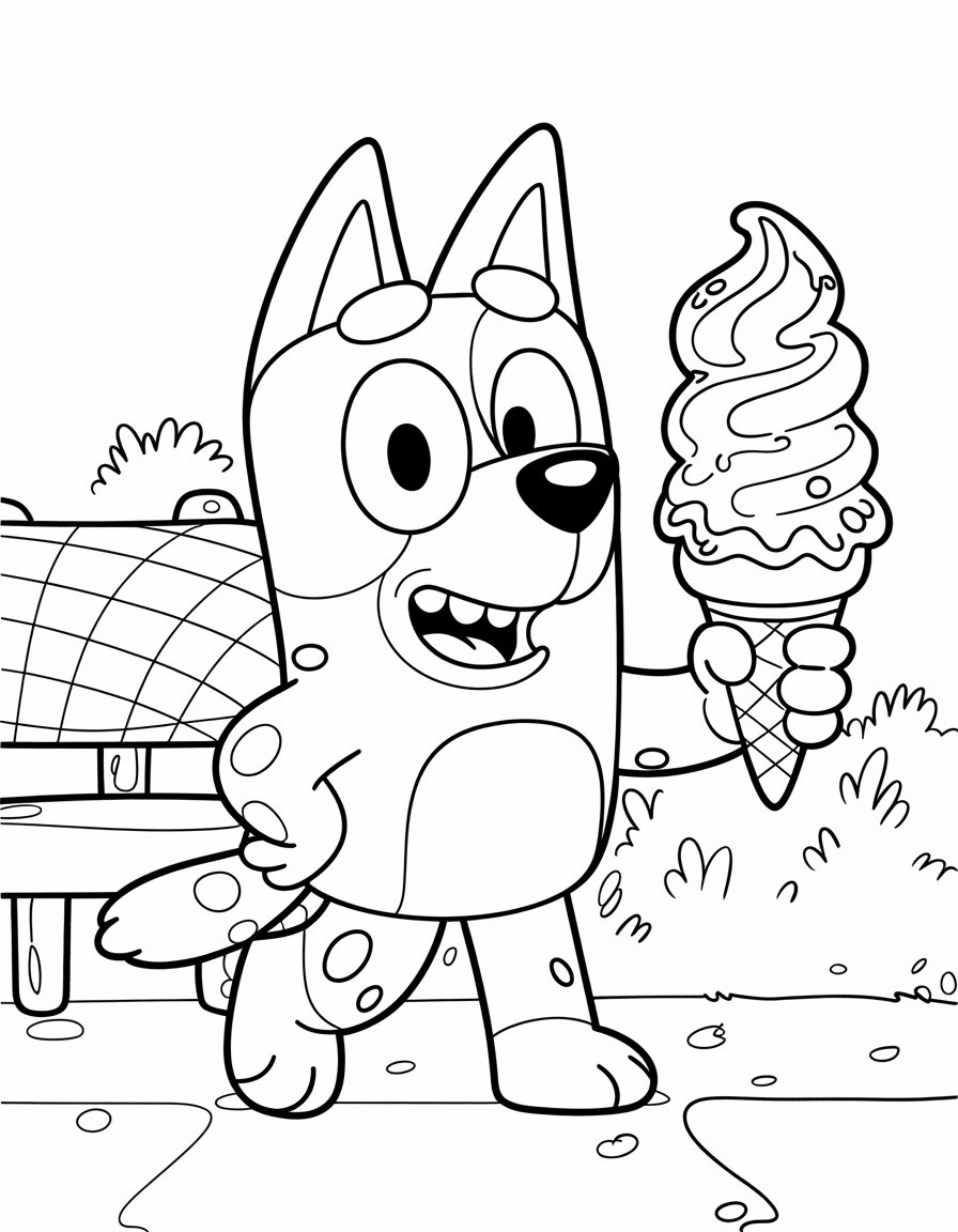 bluey ice cream coloring page
