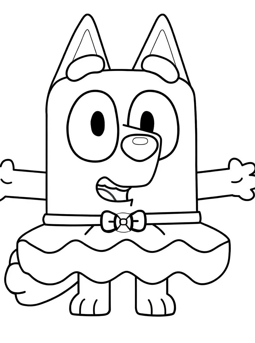 Bluey Muffin in Dress coloring page