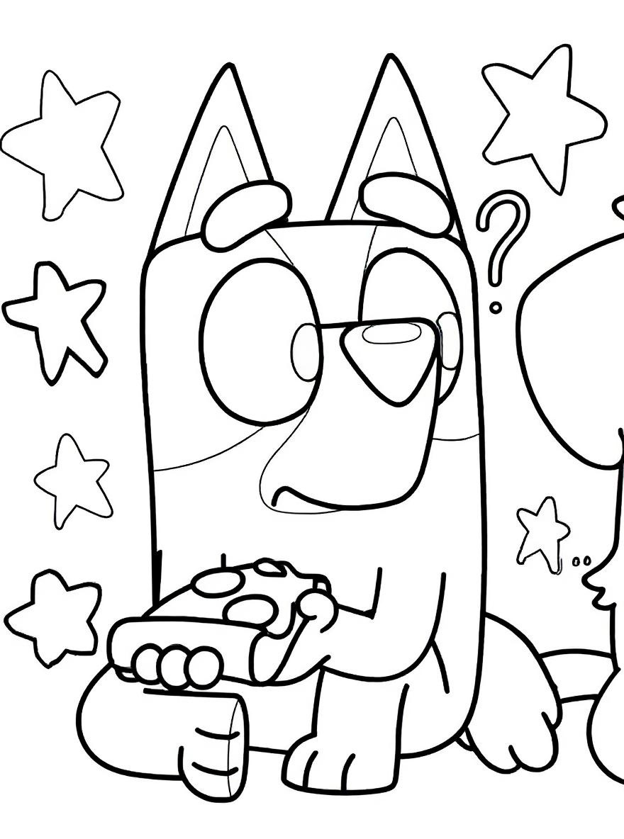 Bluey pizza night coloring page