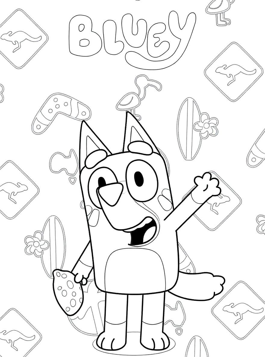 Bluey smiling coloring page