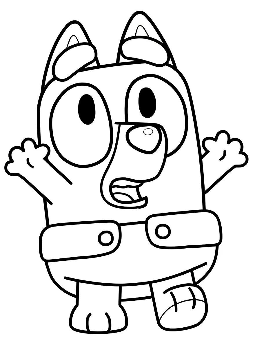 Bluey surprised by something coloring page