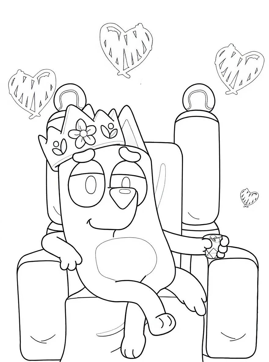 Bluey the Queen coloring page