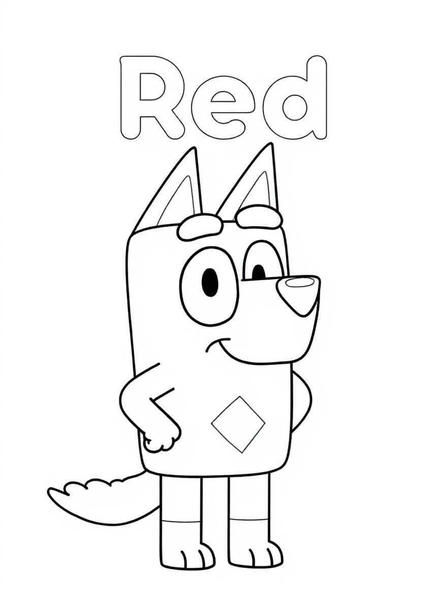 Red heeler standing still coloring page